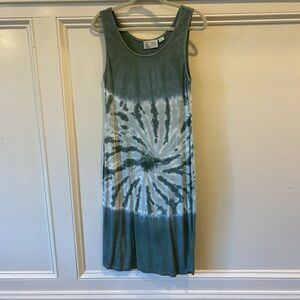 Green Tie-Dye Midi Dress